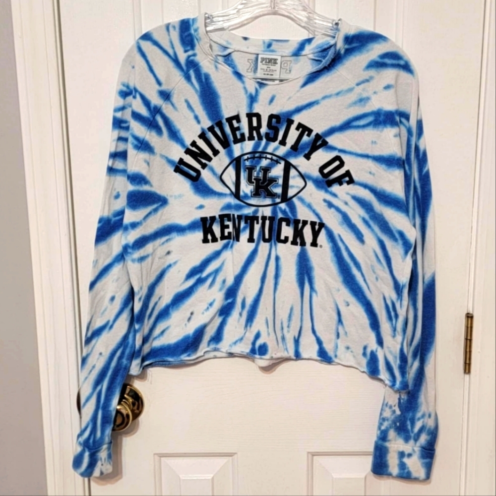 Victoria’s Secret PINK Womens Tie Dye University Of Kentucky Sweatshirt Blue XS